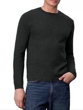 Rag & Bone dark green cotton and wool slightly textured crewneck sweater